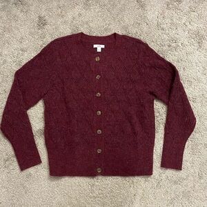 croft & barrow Burgundy Cable Knit Button-Front Cardigan